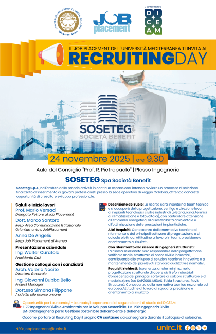 Locandina Recruiting Day SOSETEG S.p.A