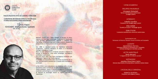 Il Programma dell'Inaugurazione dell'Anno Accademico 2025/2026