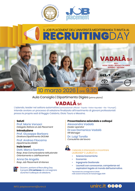 Locandina Recruiting Day per Vadalà srl