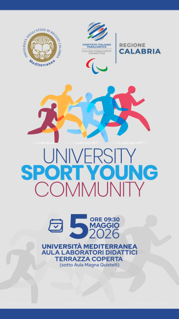 nasce il progetto University Sport Young Community: un’iniziativa che, grazie al supporto della Regione Calabria, del CONI e del Comitato Italiano Paralimpico, punta a mettere in campo nuove attività motorie e sportive aperte a tutta la comunità accademica.