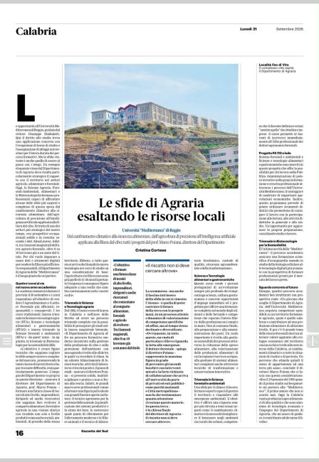 Agraria gazzetta 21 settembre 2026