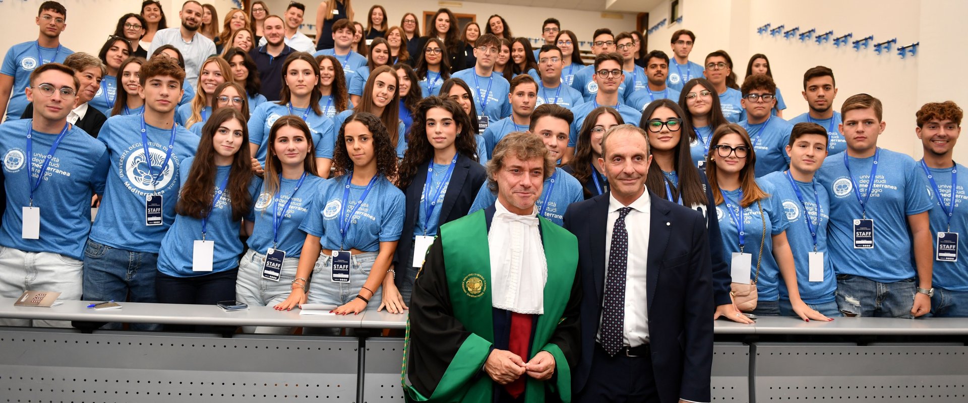 Alberto Angela e il Rettore Zimbalatti tra gli studenti della Mediterranea