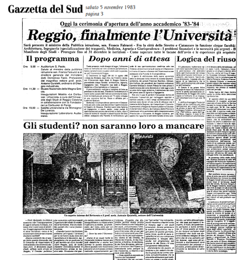 pagina gezzetta apertura primo anno accademico