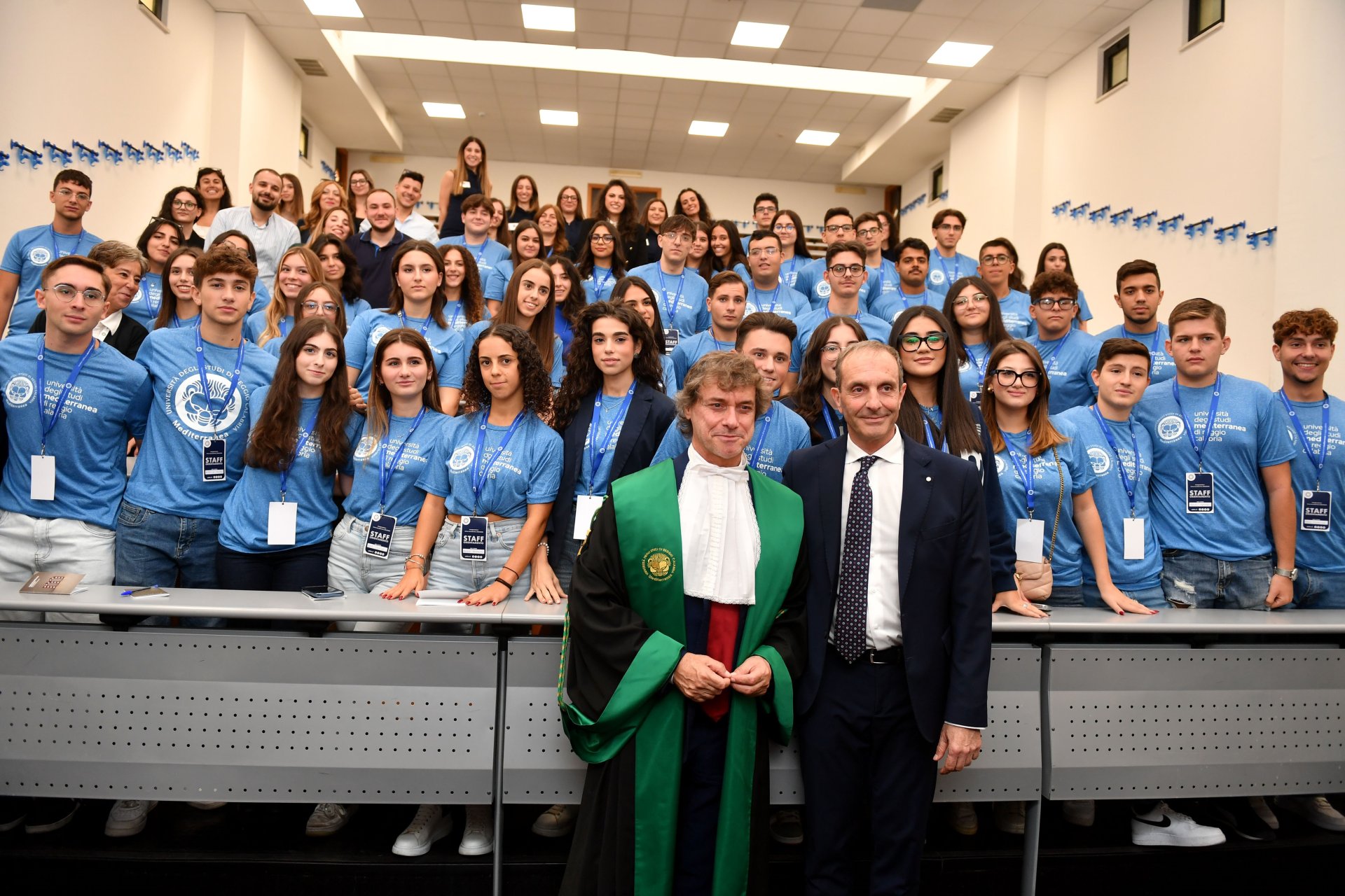 Alberto Angela e il Rettore Zimbalatti tra gli studenti della Mediterranea